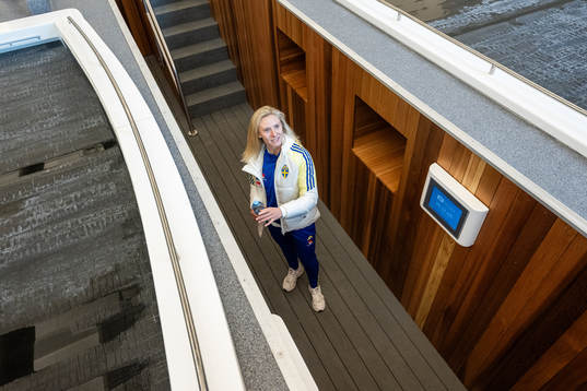Rebecka Blomqvist in the pool area