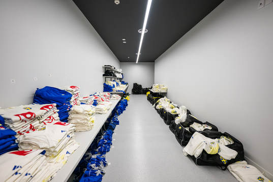 Clothes in an equipment room