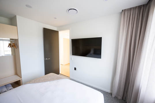 A bedroom in an apartment