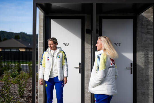 Goalkeeper Jennifer Falk and Rebecka Blomqvist at the