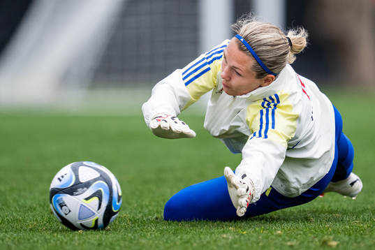 Goalkeeper Jennifer Falk of the Swedish women's national