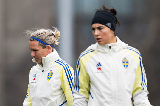 Goalkeeper Jennifer Falk and goalkeeper Zecira Musovic of
