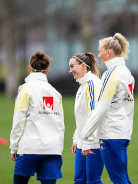Kosovare Asllani and Stina Blackstenius of the Swedish