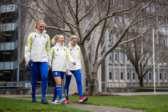 Goalkeeper Tove Enblom, Rebecka Blomqvist and goalkeeper