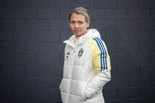Goalkeeper Jennifer Falk of the Swedish women's national