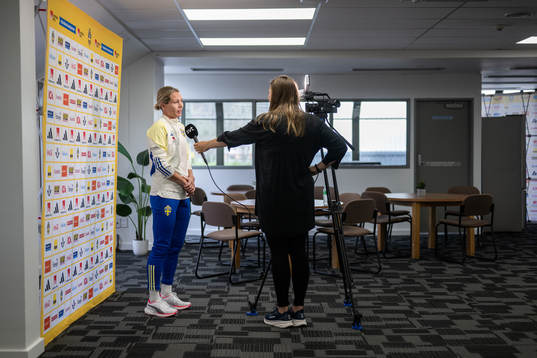Goalkeeper Jennifer Falk of the Swedish women's national