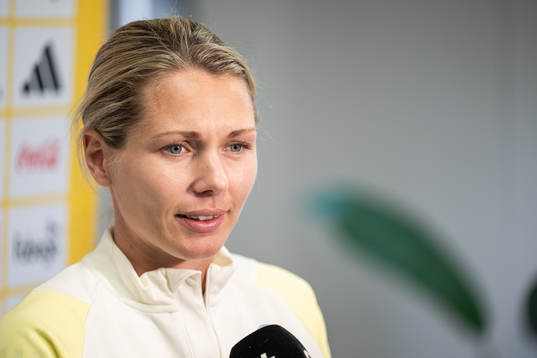 Goalkeeper Jennifer Falk of the Swedish women's national