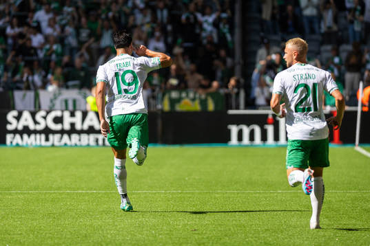 Hammarbys Jusef Erabi och Simon Strand jublar