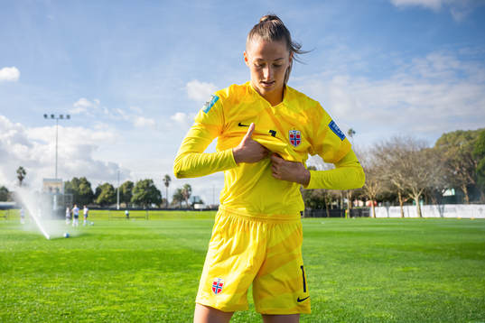 Goalkeeper Cecilie Fiskerstrand of Norway at half-time