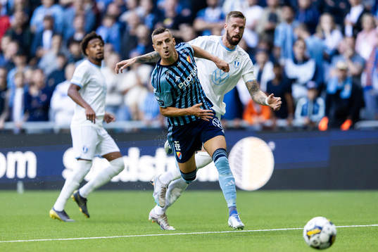 Djurgårdens Haris Radetinac och Malmö FFs Pontus Jansson