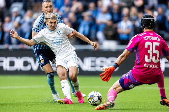 Djurgårdens Jesper Löfgren och målvakt Jacob Widell