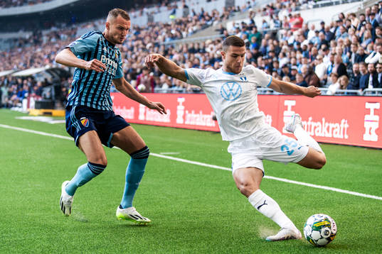 Djurgårdens Piotr Johansson och Malmö FFs Gabriel