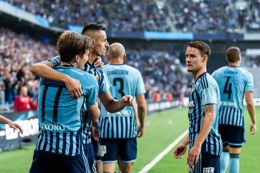 Djurgårdens Oliver Berg, Haris Radetinac och Noel