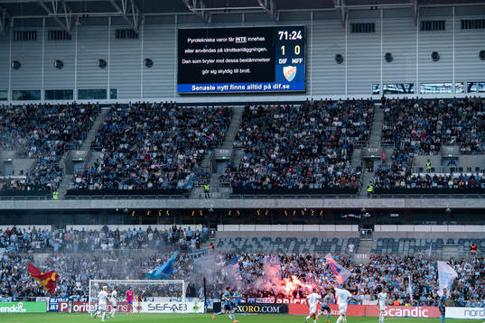 Meddelande om förbud mot pyroteknik på jumbotronen