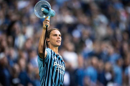 Djurgårdens Elias Andersson jublar