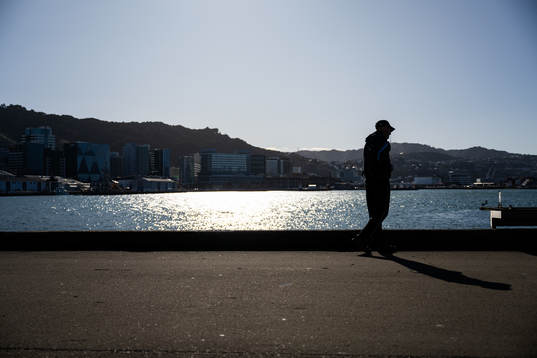 A man stands