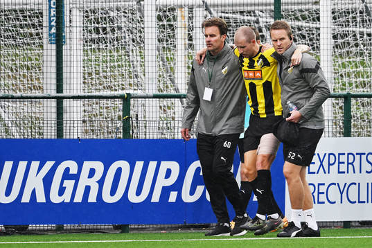 Simon Gustafson of BK Häcken leaves the pitch