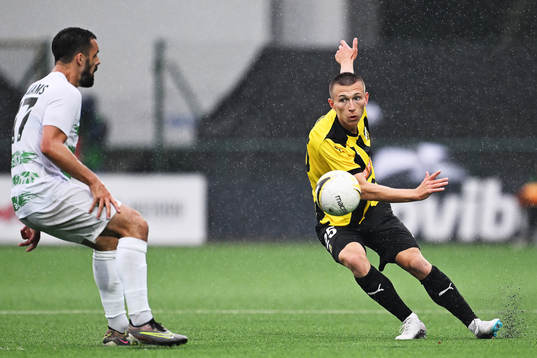Jordan Williams of The New Saints and Kristoffer Lund