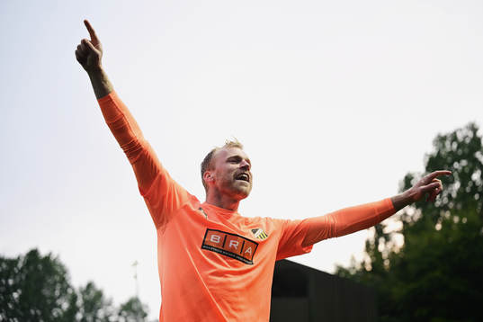 Goalkeeper Peter Abrahamsson of BK Häcken celebrates