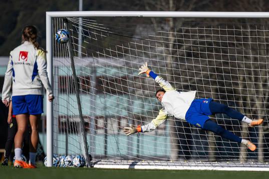 Goalkeeper Zecira Musovic of the Swedish women's national