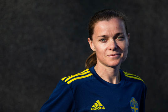 Equipment manager Sara Thunebro of the Swedish women's