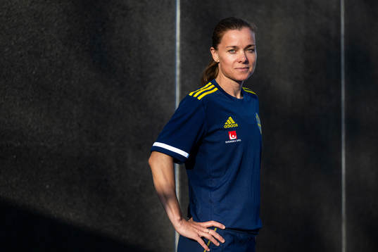 Equipment manager Sara Thunebro of the Swedish women's