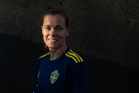 Equipment manager Sara Thunebro of the Swedish women's