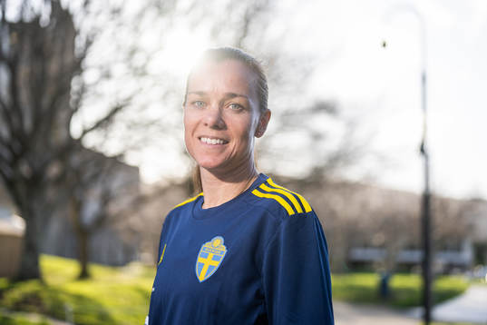 Equipment manager Sara Thunebro of the Swedish women's