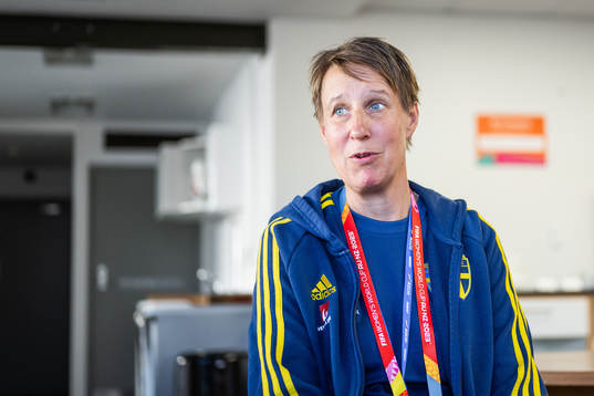 Equipment manager Jessica Karlsson of the Swedish women's