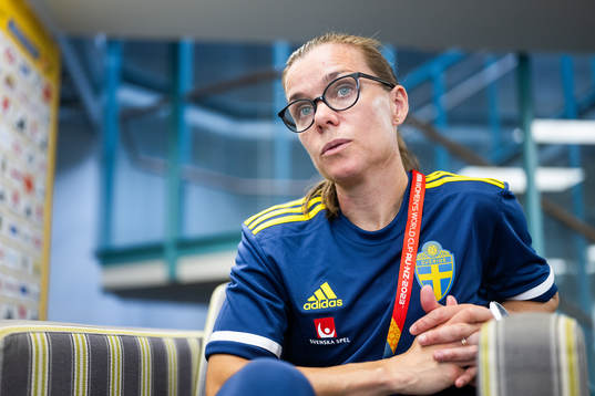 Equipment manager Sara Thunebro of the Swedish women's