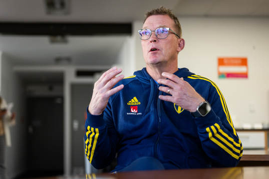 Goalkeeper coach Leif Troedsson of the Swedish women's