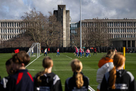 Children watch players of the Swedish women's national