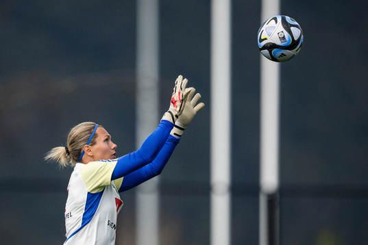 Goalkeeper Jennifer Falk of the Swedish women's national