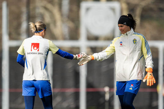Goalkeeper Jennifer Falk and goalkeeper Zecira Musovic of