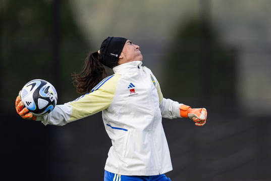Goalkeeper Zecira Musovic of the Swedish women's national