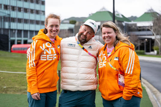 Volunteers at a training session with the Swedish women's