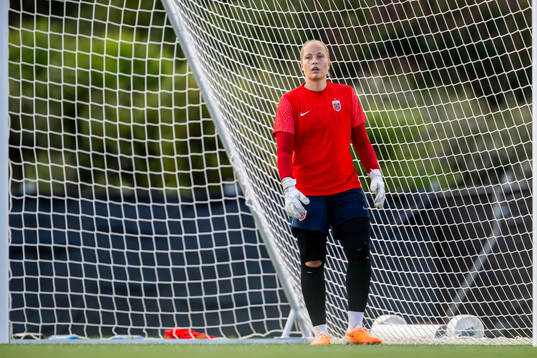 Goalkeeper Aurora Mikalsen of the Norwegian women’s