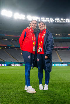 Caroline Graham Hansen and Maren Mjelde of the Norwegian