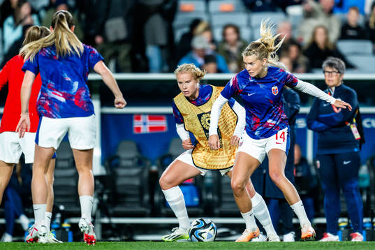 Julie Blakstad and Ada Hegerberg of Norway