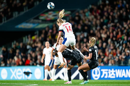 Ada Hegerberg of Norway against Ria Percival and Katie