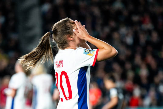 Emilie Bosshard Haavi of Norway looks dejected