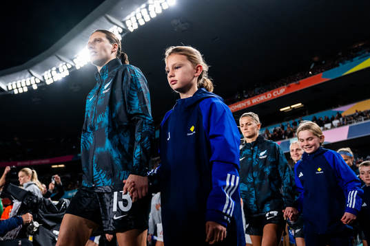 Rebekah Stott of New Zealand enters the pitch