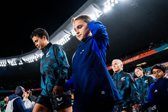 Malia Steinmetz of New Zealand enters the pitch