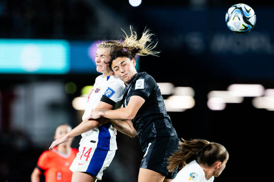 Ada Hegerberg of Norway and Claudia Bunge of New Zealand