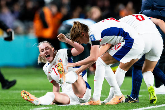 Thea Bjelde of Norway in pain