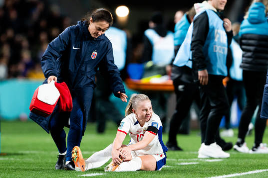 Thea Bjelde of Norway in pain