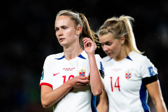 Caroline Graham Hansen and Ada Hegerberg of Norway looks