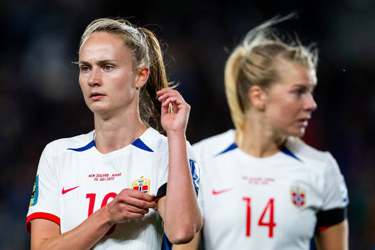 Caroline Graham Hansen and Ada Hegerberg of Norway look
