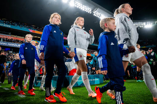 Mathilde Harviken of Norway enters the pitch