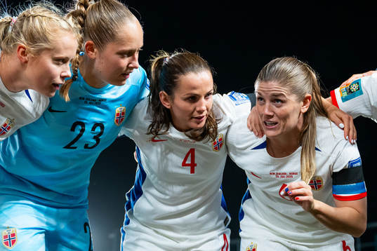 Julie Blakstad, goalkeeper Aurora Mikalsen, Tuva Hansen and